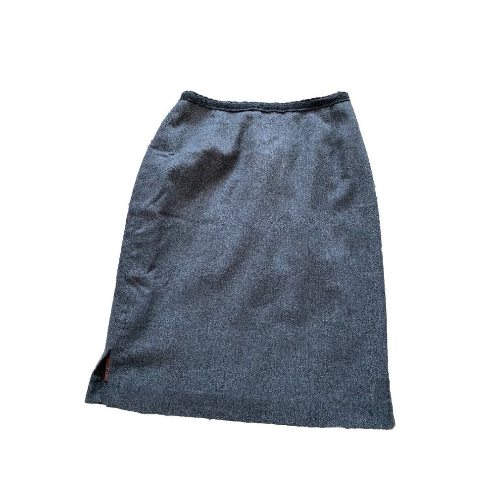 Tristan & Iseut Grey Wool Knee Length Lined Pencil Skirt Size 1 / XS